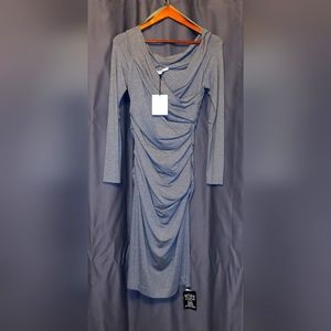Heather grey Diane von Furstenburg ruched side cocktail dress - medium